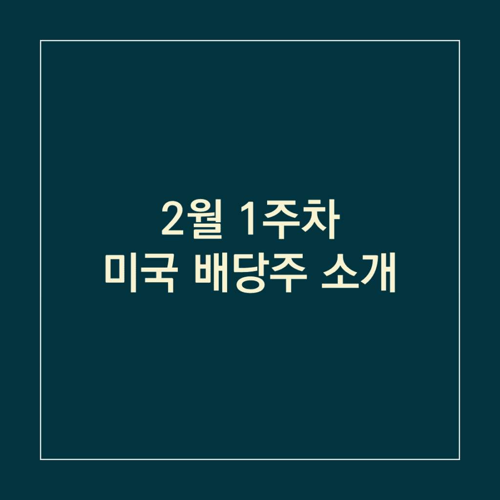 2월 1주차 미국 배당주 소개