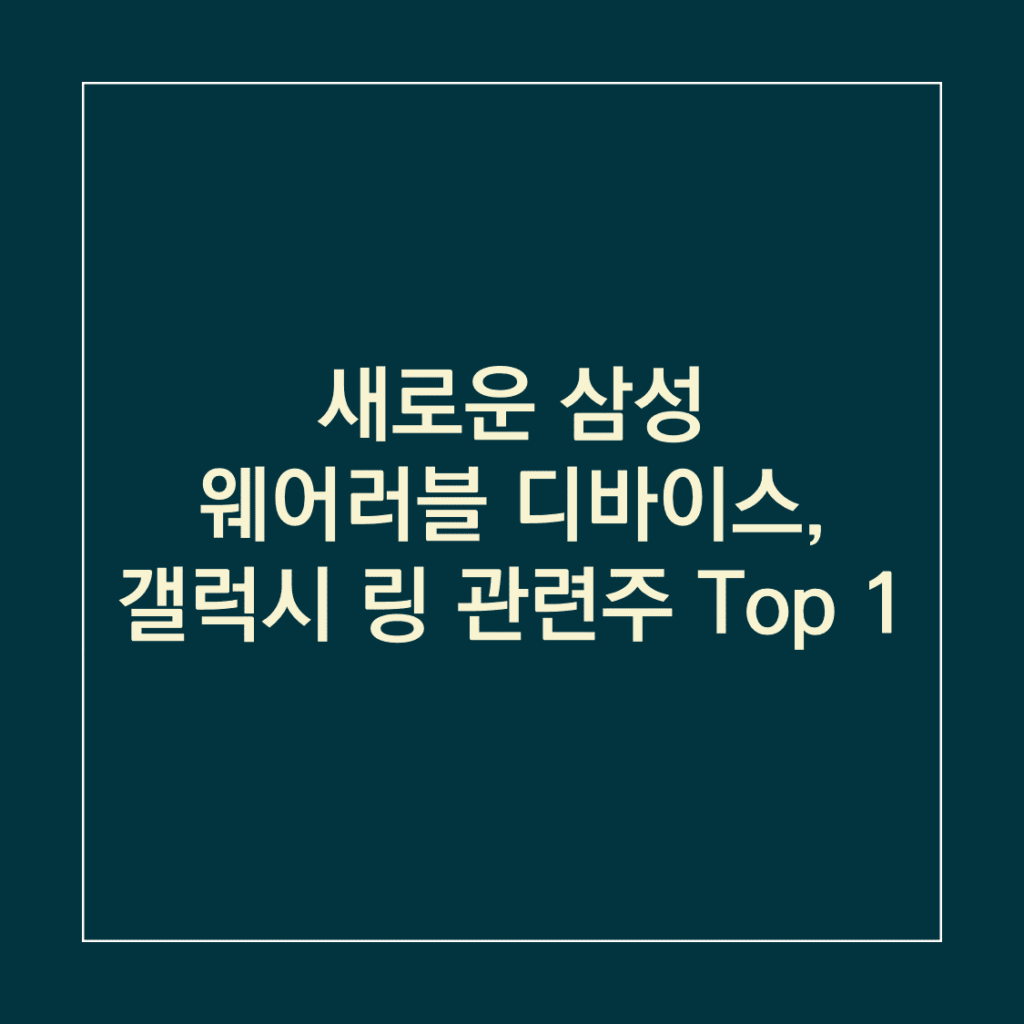 갤럭시 링 관련주 Top 1